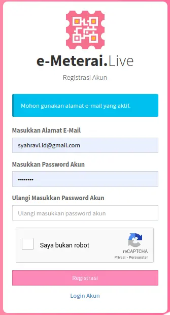 Registrasi E-Meterai